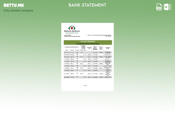 модерен стил Шаблон за збор за извод од банка Salvador Banco Azteca